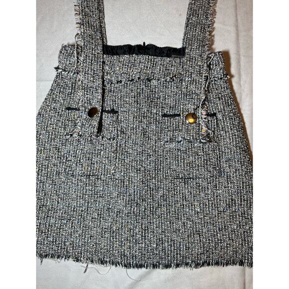 Jiffunny & Do. Woman's Straps Skirt Gray Frayed Tweed Size Small - Picture 3 of 6